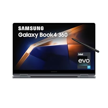 Samsung Galaxy Book4 360 (Gray, 16GB RAM, 1TB SSD)| 15.6" Super AMOLED Touchscreen| Intel Core 7 150U Processor| 2 in 1 Laptop| Windows 11 Home| MS Office 2021| Fingerprint Reader| S-Pen Included